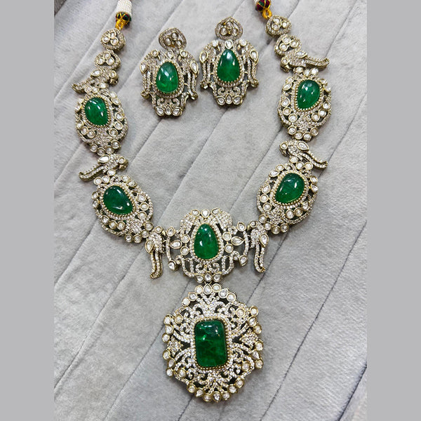 JCM Gold Plated Polki Kundan Stone Necklace Set