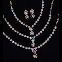 JCM Gold Plated Polki Kundan Stone Necklace Set
