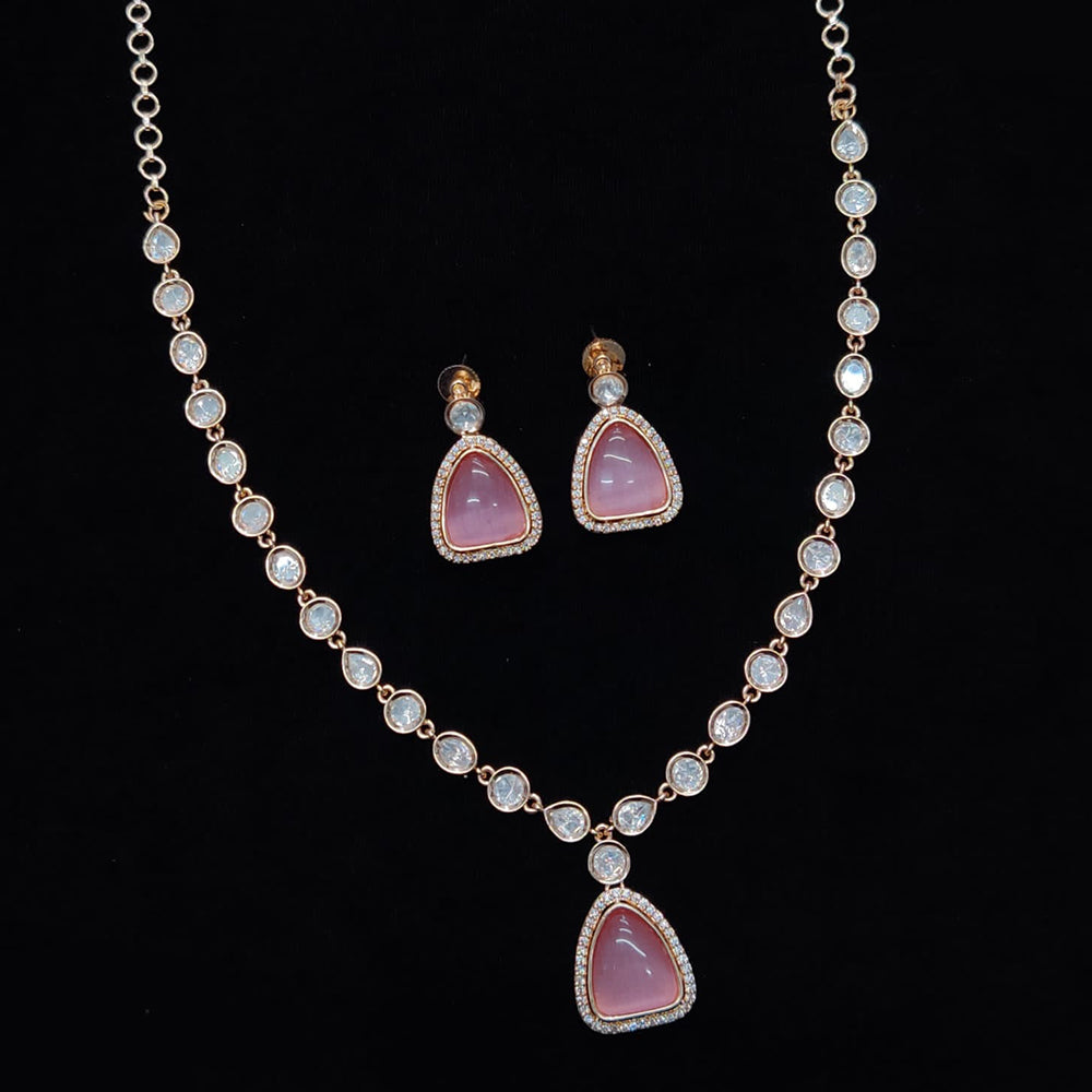 JCM Gold Plated Polki Kundan Stone Necklace Set
