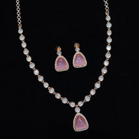 JCM Gold Plated Polki Kundan Stone Necklace Set