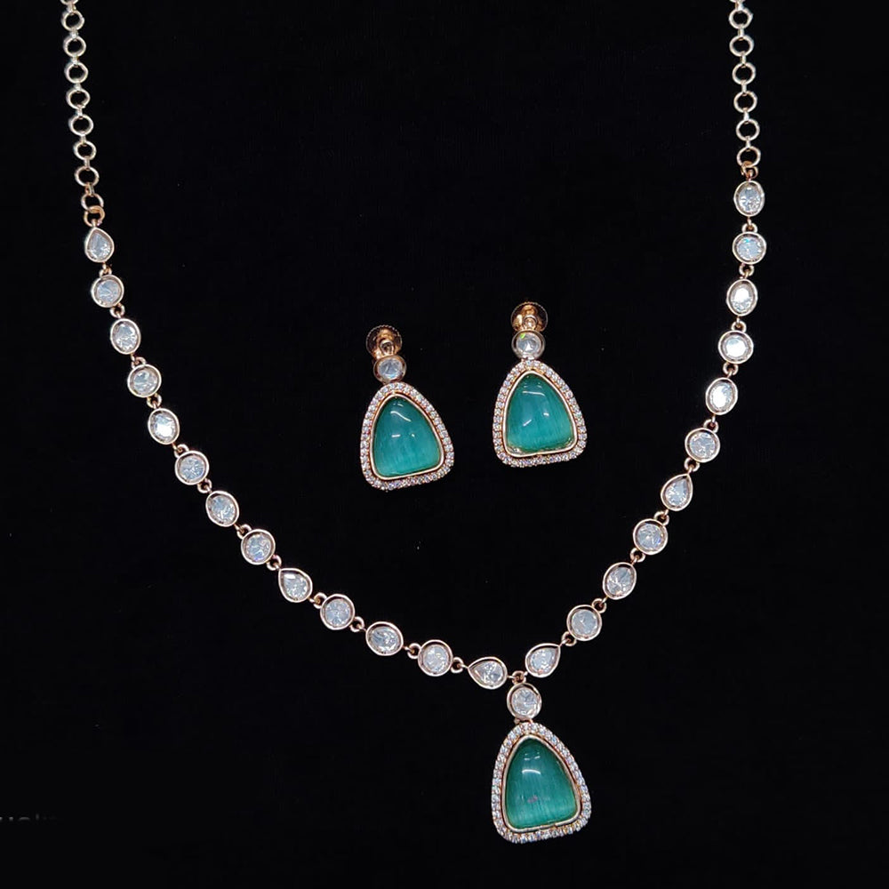 JCM Gold Plated Polki Kundan Stone Necklace Set