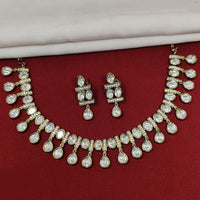 JCM Gold Plated Polki Kundan Stone Necklace Set