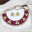 JCM Gold Plated Kundan Stone And Pearls Necklace Set
