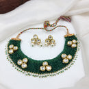 JCM Gold Plated Kundan Stone And Pearls Necklace Set