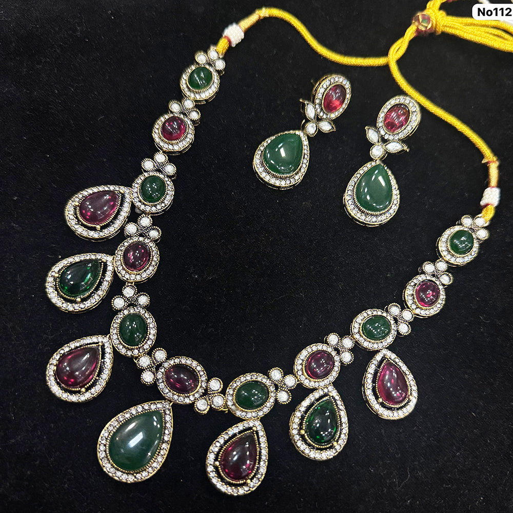 JCM Gold Plated Pota Stone Necklace Set