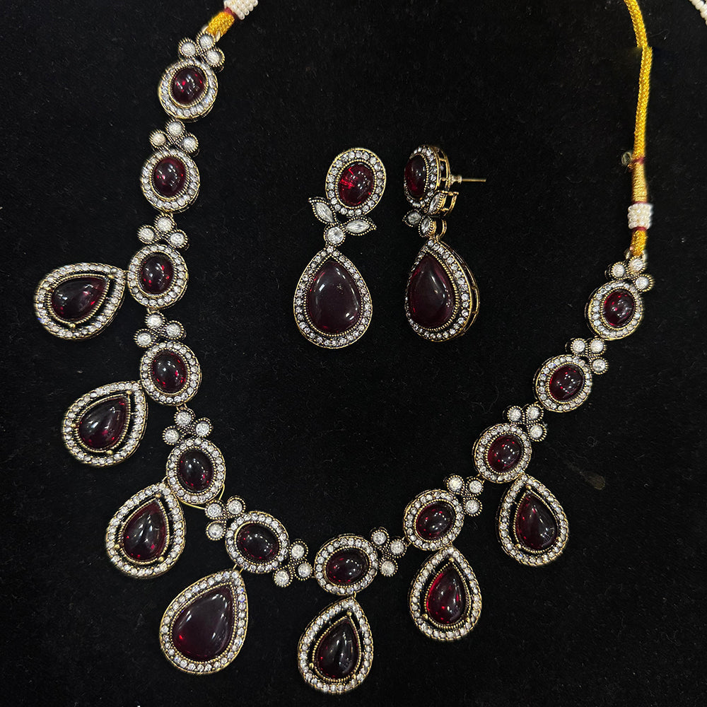 JCM Gold Plated Pota Stone Necklace Set
