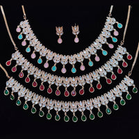 JCM Gold Plated Polki Kundan Stone Necklace Set