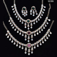 JCM Gold Plated Polki Kundan Stone Necklace Set