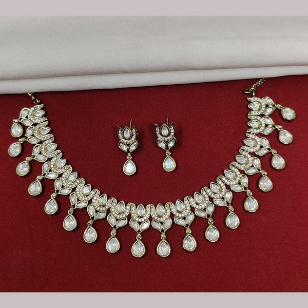 JCM Gold Plated Polki Kundan Stone Necklace Set