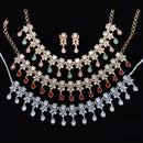 JCM Gold Plated Polki Kundan Stone Necklace Set