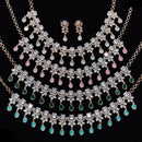 JCM Gold Plated Polki Kundan Stone Necklace Set