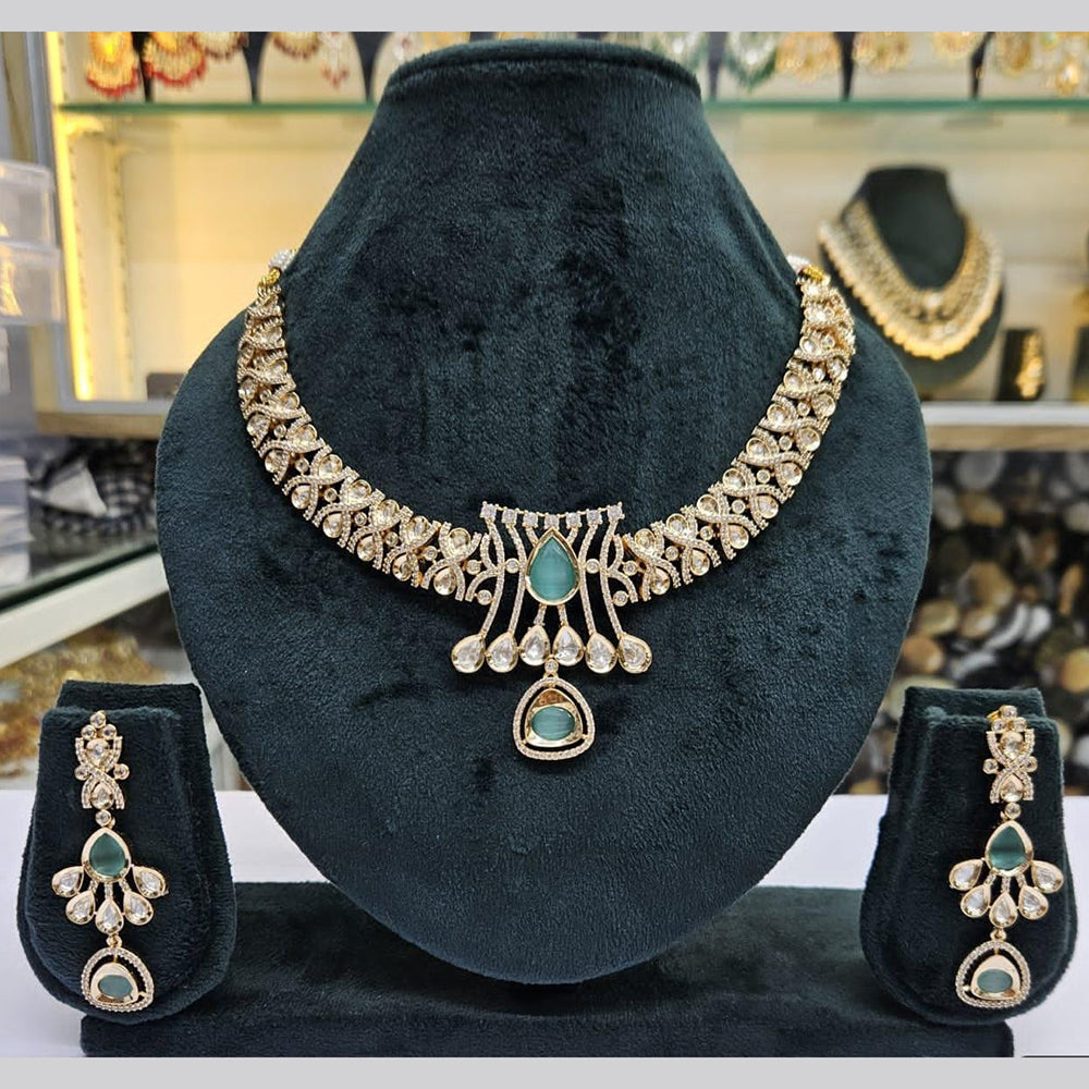 JCM Gold Plated Polki Kundan Stone Necklace Set