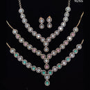 JCM Gold Plated Polki Kundan Stone Necklace Set