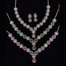 JCM Gold Plated Polki Kundan Stone Necklace Set