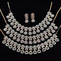 JCM Gold Plated Polki Kundan Stone Necklace Set