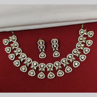 JCM Gold Plated Polki Kundan Stone Necklace Set