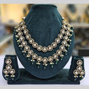 JCM Gold Plated Polki Kundan Stone And Beads Necklace Set