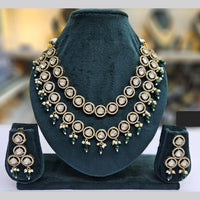 JCM Gold Plated Polki Kundan Stone And Beads Necklace Set