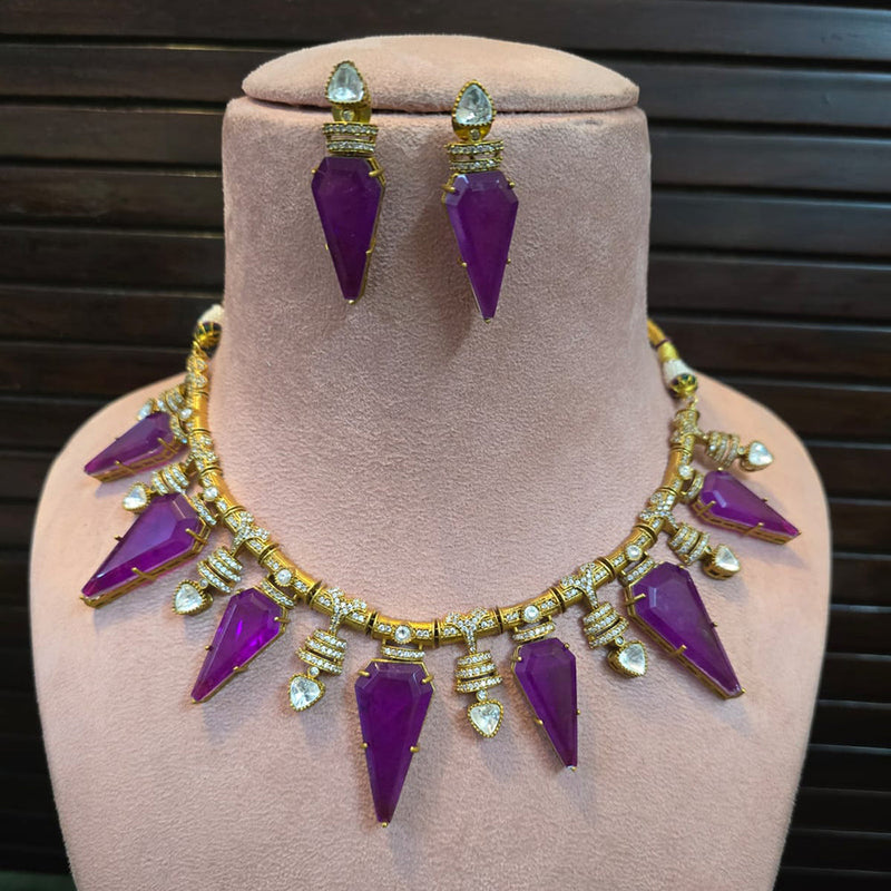 JCM Gold Plated Crystal Stone Necklace Set