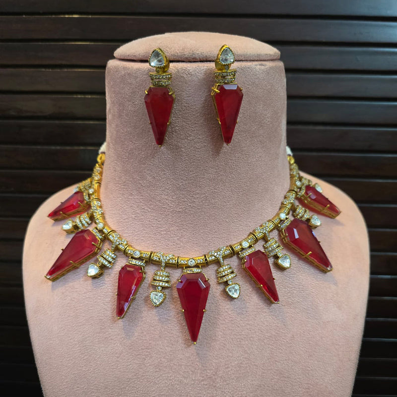 JCM Gold Plated Crystal Stone Necklace Set