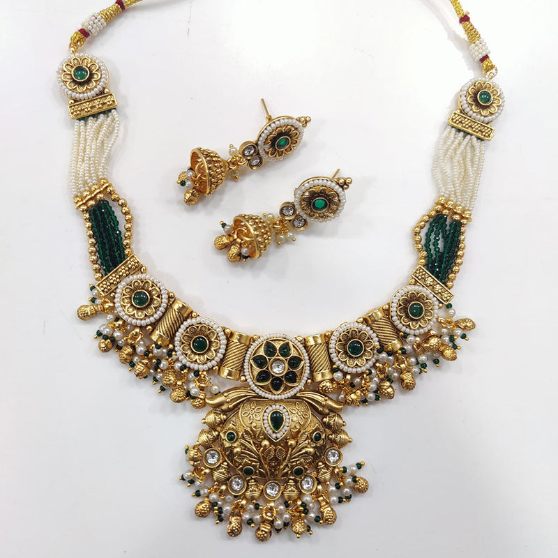 JCM Gold Plated Pota Stone Pearls Necklace Set