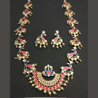 JCM Gold Plated Kundan Stone And Meenakari Pearls Necklace Set