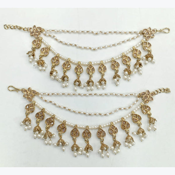 JCM Gold Plated Crystal Stone And Pearls Kanchain