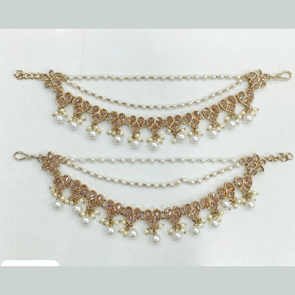 JCM Gold Plated Crystal Stone And Pearls Kanchain