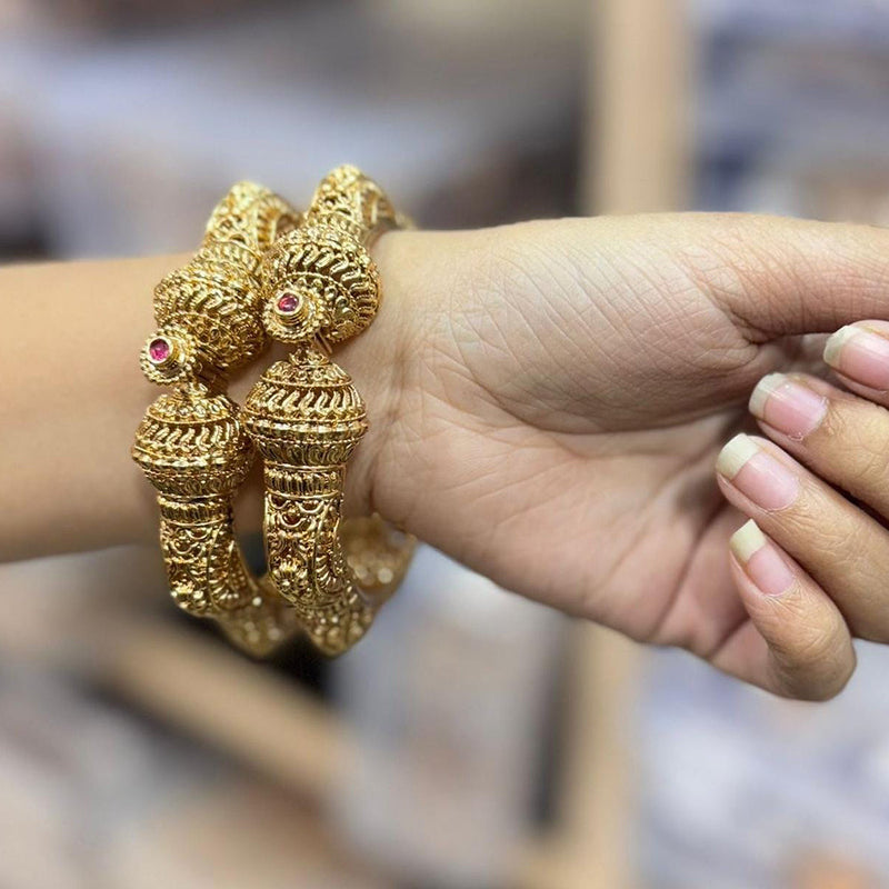 JCM Gold Plated Pota Stone Bangles Set