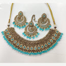 JCM Gold Plated Crystal Stone And Pearls Beads Necklace Set