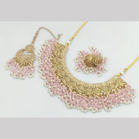 JCM Gold Plated Crystal Stone Pearl And Beads Necklace Set