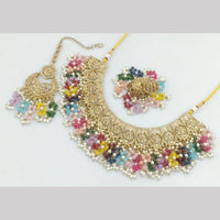 JCM Gold Plated Crystal Stone Pearl And Beads Necklace Set