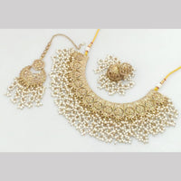 JCM Gold Plated Crystal Stone Pearl And Beads Necklace Set