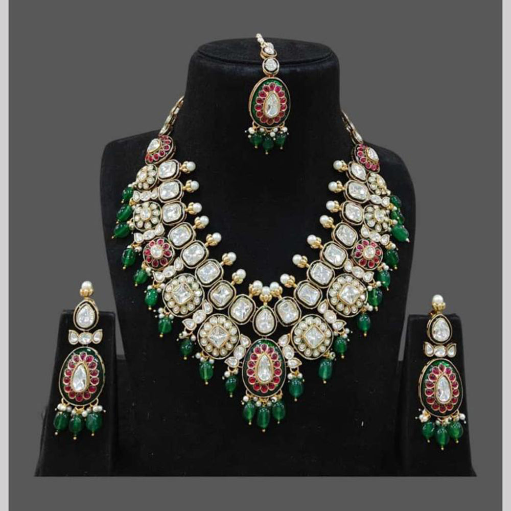 JCM Gold Plated Crystal Stone And Beads Necklace Set