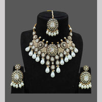 JCM Gold Plated Crystal Stone And Pearl Necklace Set