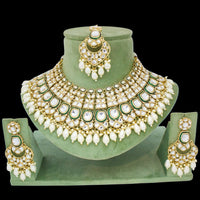 JCM Gold Plated Kundan Stone And Beads Choker Necklace Set