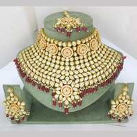 JCM Gold Plated Kundan Stone And Beads Choker Necklace Set