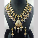 JCM Gold Plated Kundan Stone And Beads Meenakari Necklace Set