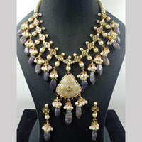 JCM Gold Plated Kundan Stone And Beads Meenakari Necklace Set