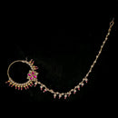 JCM Gold Plated Pota Stone And Pearl Nose Ring