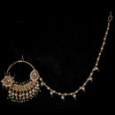 JCM Gold Plated Pota Stone And Pearl Nose Ring