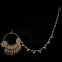 JCM Gold Plated Pota Stone And Pearl Nose Ring