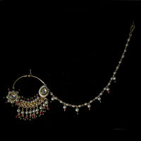 JCM Gold Plated Pota Stone And Pearl Nose Ring