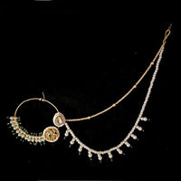 JCM Gold Plated Pota Stone And Pearl Nose Ring