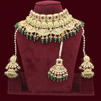 JCM Gold Plated Kundan Stone And Beads Choker Necklace Set