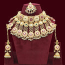 JCM Gold Plated Pota Stone And Pearls Choker Necklace Set