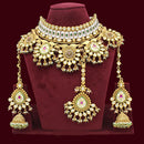 JCM Gold Plated Kundan Stone And Beads Choker Necklace Set