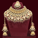 JCM Gold Plated Kundan Stone And Beads Choker Necklace Set