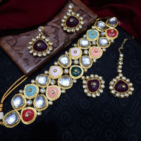 JCM Gold Plated Crystal Stone Choker Necklace Set