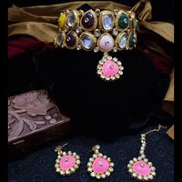 JCM Gold Plated Crystal Stone Choker Necklace Set